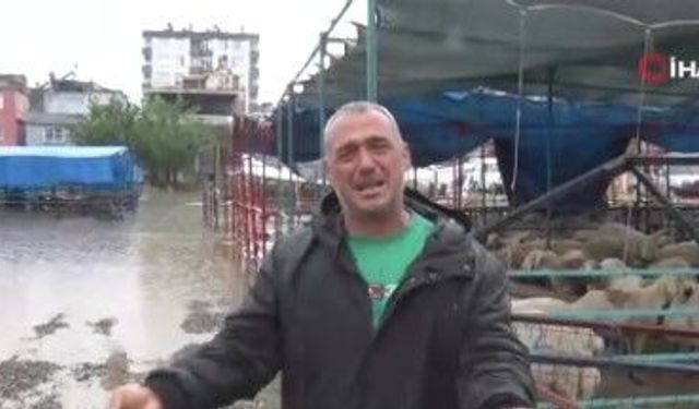 Hayvan pazarı göle döndü, besici dert yandı