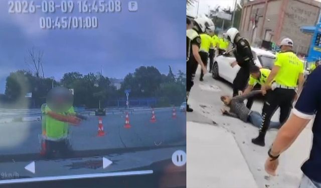 Fatih'te polise bıçakla saldırı kamerada; ayağından vurularak yakalandı