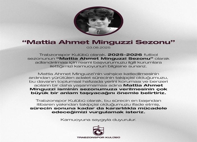Trabzonspor’dan ‘Mattia Ahmet Minguzzi Sezonu' Başvurusu