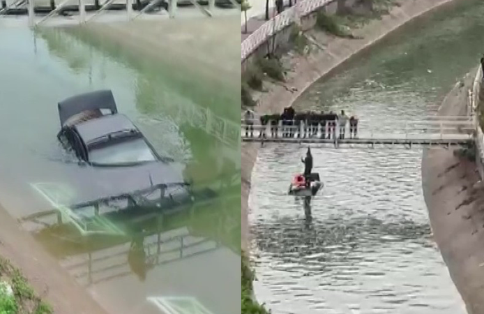 Adana’da otomobil sulamana kanalına düştü