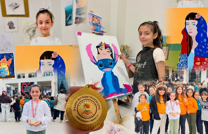 Genç Defne hem tuvalde hem sahada şampiyon