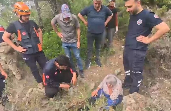 Kekik toplarken yüksekten düşen kadın kurtarıldı