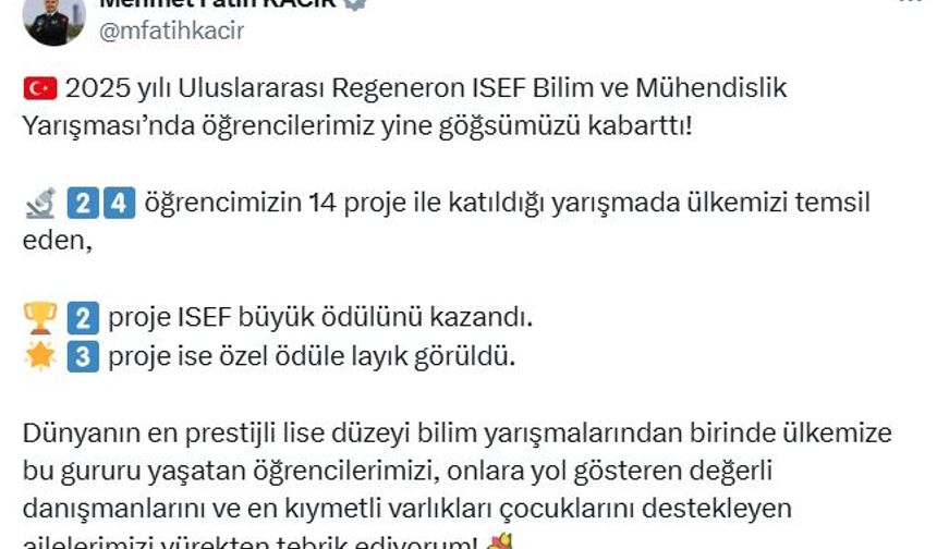 Türk Lise Öğrencileri ABD'deki Bilim Yarışmasında Büyük Başarıya İmza Attı