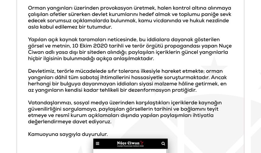 DMM’den Orman Yangınlarıyla İlgili Dezenformasyon Uyarısı