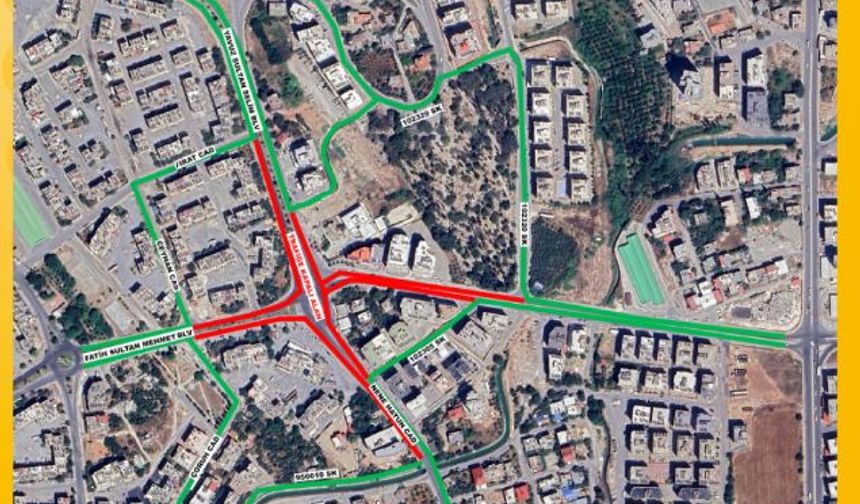 Toroslar’da Kavşak Düzenlemesi Nedeniyle Yol Trafiğe Kapatılacak