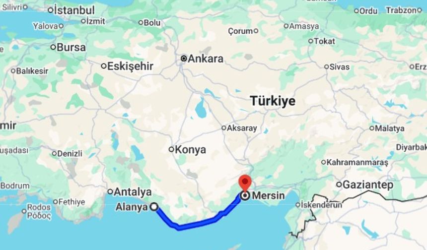 Alanya-Mersin Arası Kaç Kilometre?