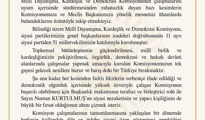 TBMM Başkanı Kurtulmuş: “Bu Süreç Başarıya Ulaşacaktır”