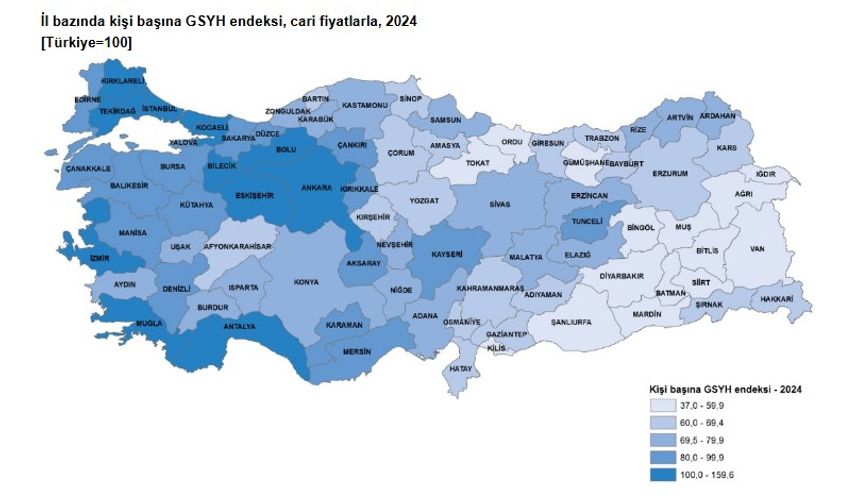 Mersin Kişi Başına GSYH’de Türkiye Ortalamasının Altında