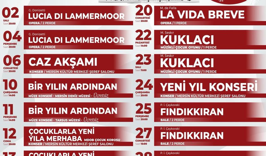 MDOB'un Aralık Ayı Programı Belli Oldu