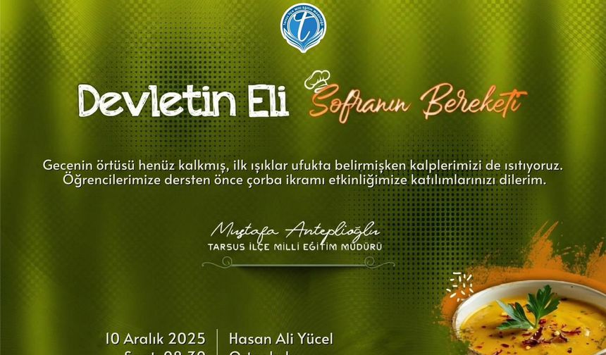 Tarsus Milli Eğitim’den Anlamlı Buluşma: “Bereket Paylaştıkça Çoğalır” Sofrası Kuruluyor