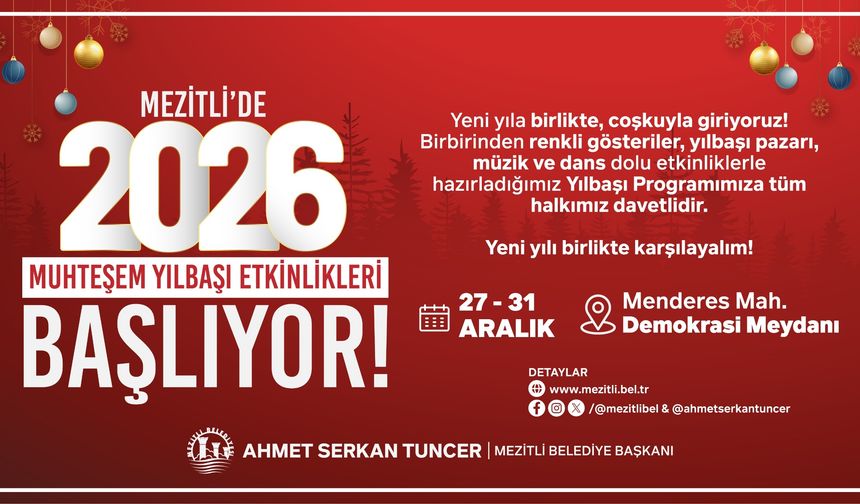 Mezitli’de Yeni Yıl Coşkusu Demokrasi Meydanı’na Taşınıyor