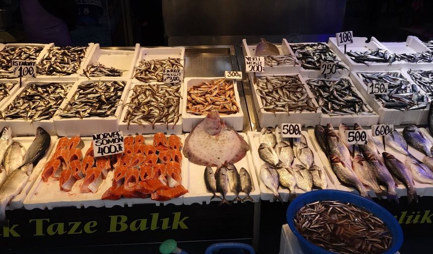 Bayram öncesi balık tezgahlarında çeşit bolluğu