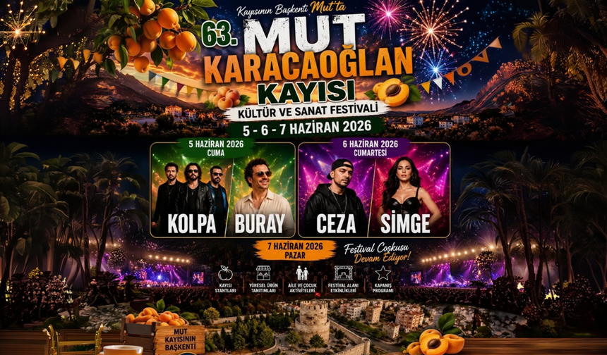 Kayısının başkenti Mut’ta 3 günlük coşku: 63. Festivalin programı belli oldu