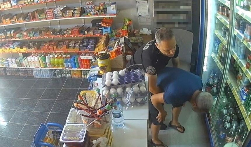 Nefes borusuna şeker kaçan bakkalı polis memuru kurtardı