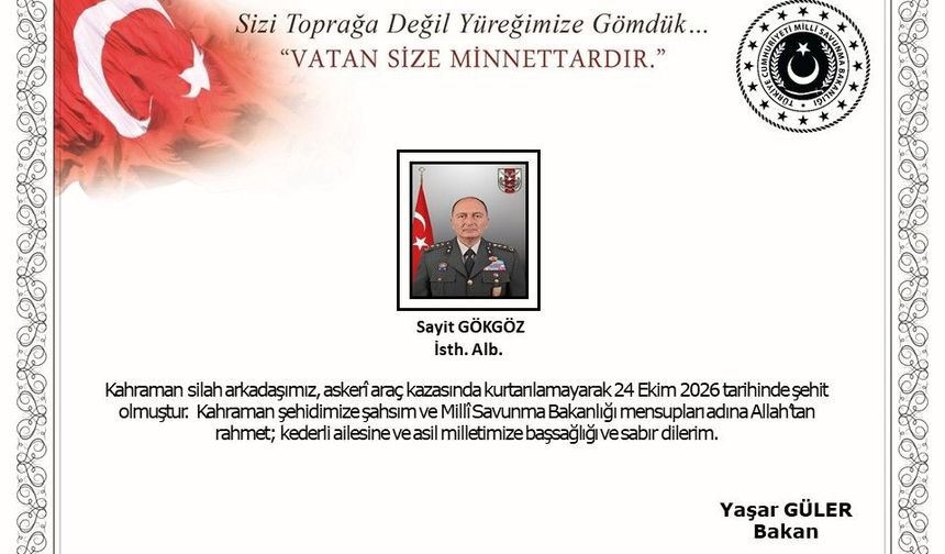 İstihbarat Albay Sayit Gökgöz askeri araç kazasında şehit oldu