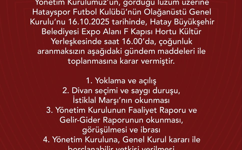 Hatayspor'da Genel Kurul Hazırlığı