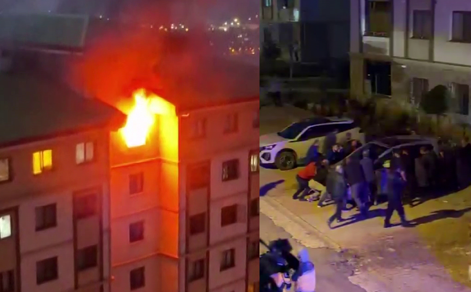 Yangında tüp patladı: Binada mahsur kalan 13 kişi kurtarıldı