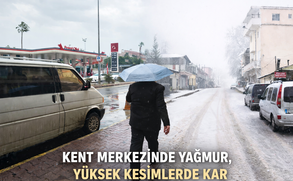 Kent Merkezinde Yağmur, Yüksek Kesimlerde Kar Yağışı Etkili Oluyor
