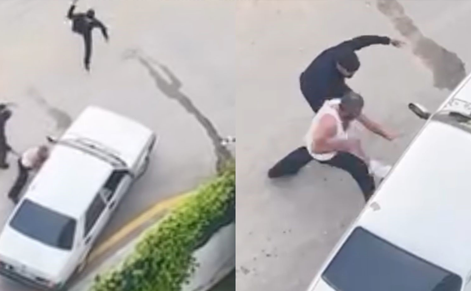 Taşlarla araçlara saldırdılar: Kavga anları kamerada