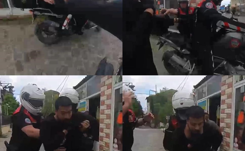 Boğazına şeker kaçan motorcuyu, polis kurtardı