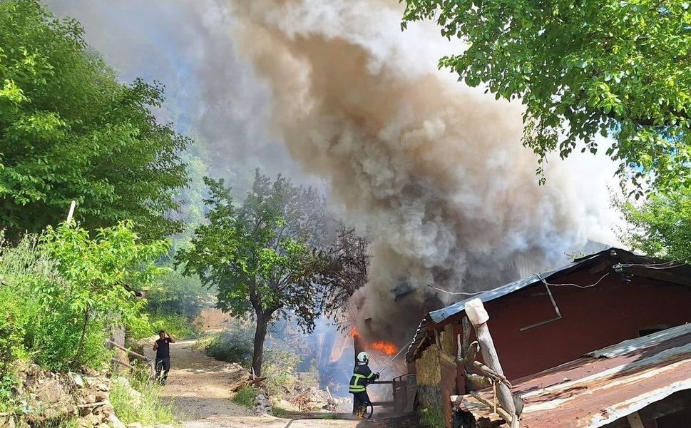 Yayla evindeki yangın ormana sıçradı