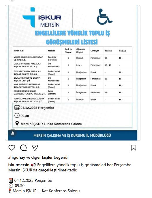 Mersin Iş Görüşmesi