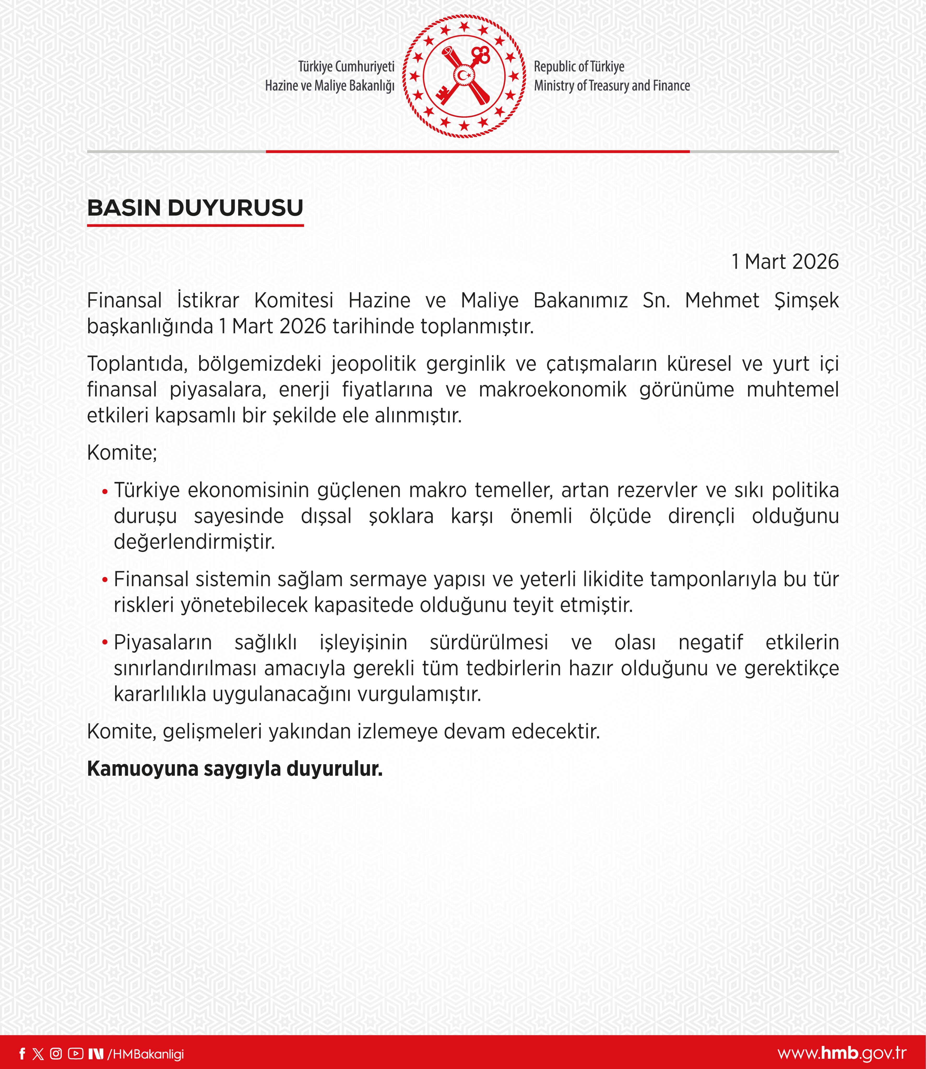 F I N A N S A L I S T I K R A R K O M I T E S I B A K A N S I M S E K 1192200 354320