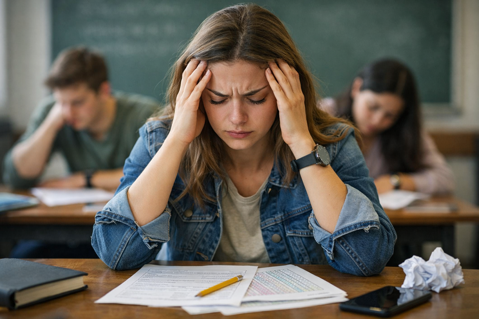 Sınav Kaygısı Içinde Genç Kadın